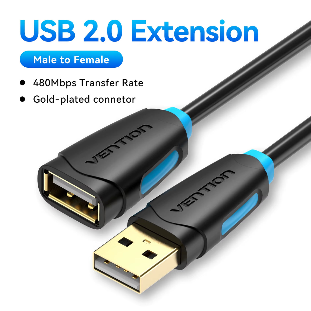 Vention USB 3.0 Male to Female Extension Cable - Data Transfer Cord for Smart TVs, PCs, and SSDs