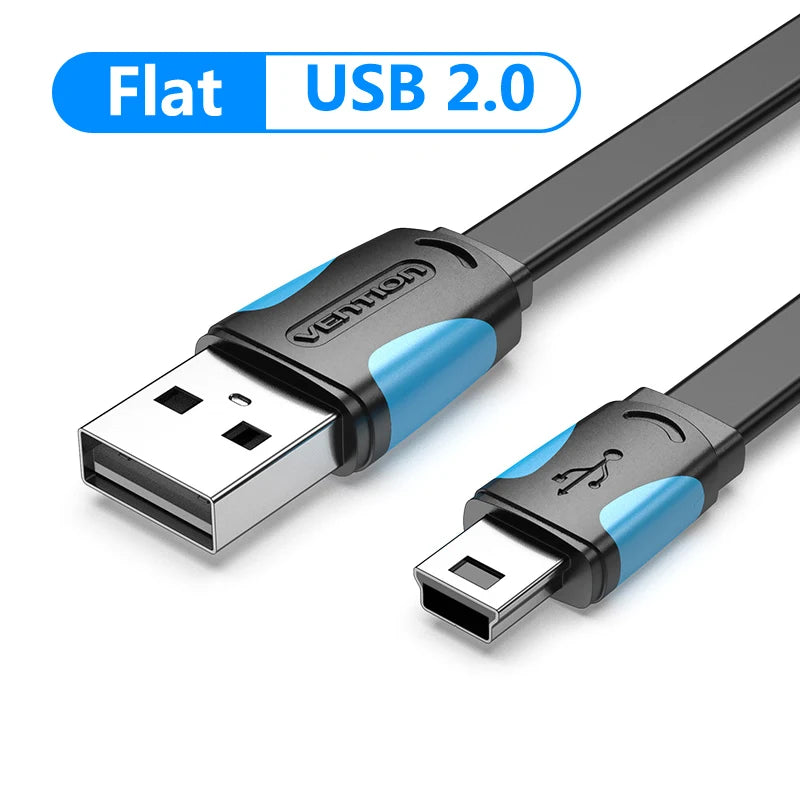 Mini USB 2.0 Fast Charging Data Cable for Digital Cameras, HDDs, MP3/MP4 Players, DVRs, and GPS Devices