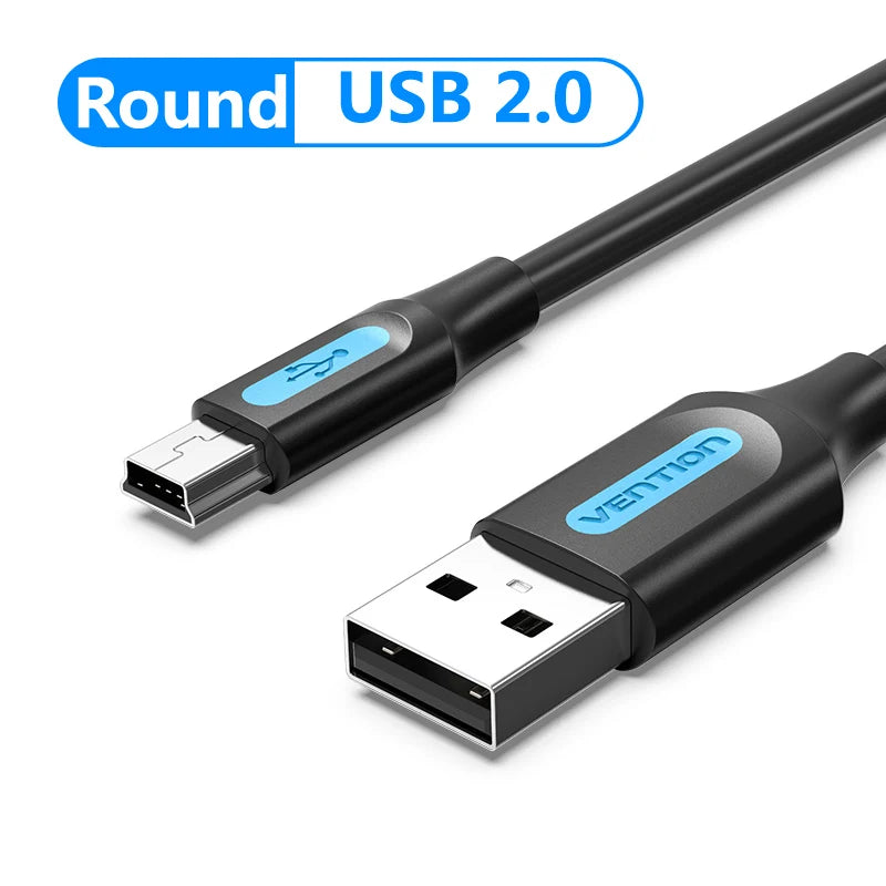 Mini USB 2.0 Fast Charging Data Cable for Digital Cameras, HDDs, MP3/MP4 Players, DVRs, and GPS Devices