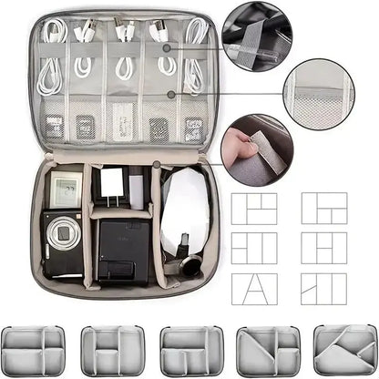 Waterproof Cable Storage Bag - Portable Digital Organizer for USB Data Lines and Charger Plugs, Ideal for Travel