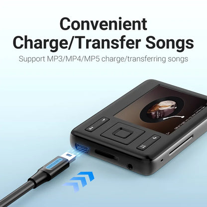 Mini USB 2.0 Fast Charging Data Cable for Digital Cameras, HDDs, MP3/MP4 Players, DVRs, and GPS Devices