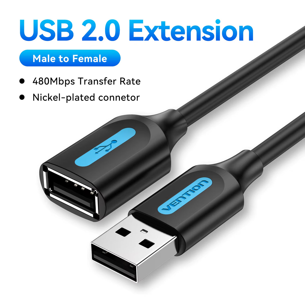 Vention USB 3.0 Male to Female Extension Cable - Data Transfer Cord for Smart TVs, PCs, and SSDs