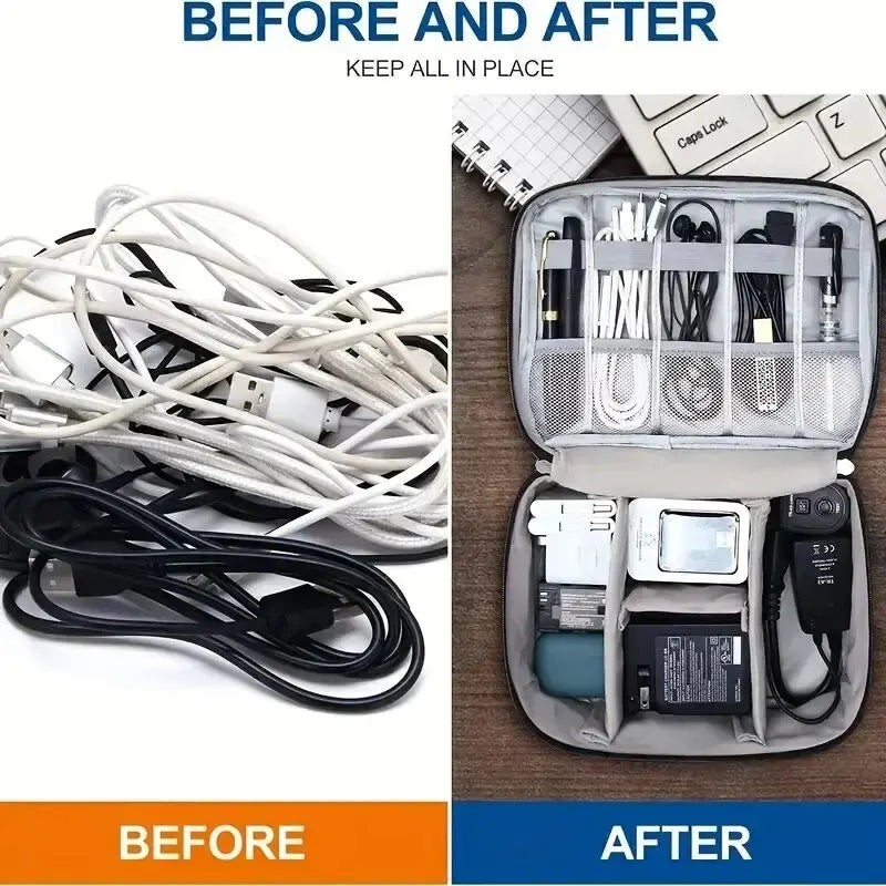 Waterproof Cable Storage Bag - Portable Digital Organizer for USB Data Lines and Charger Plugs, Ideal for Travel