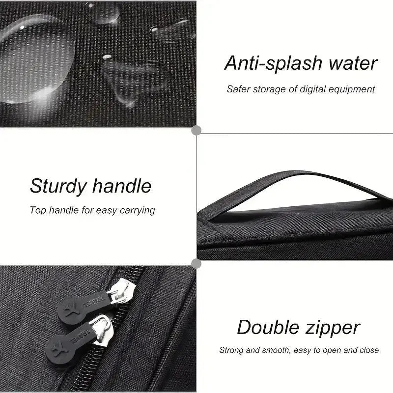 Waterproof Cable Storage Bag - Portable Digital Organizer for USB Data Lines and Charger Plugs, Ideal for Travel