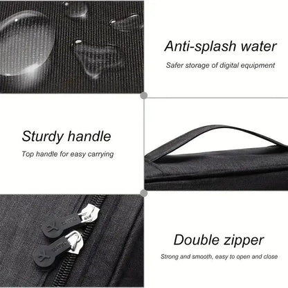 Waterproof Cable Storage Bag - Portable Digital Organizer for USB Data Lines and Charger Plugs, Ideal for Travel