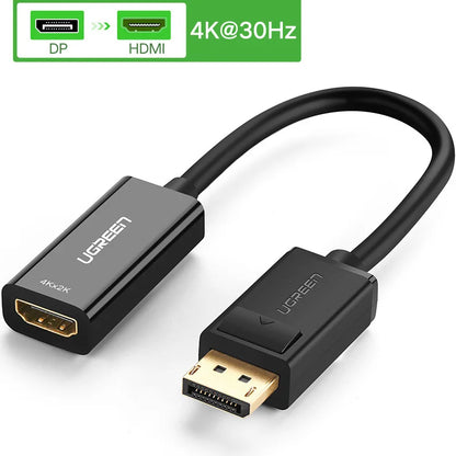 4K DisplayPort to HDMI Adapter - 1080P DisplayPort Cable Converter for PC, Laptop, and Projector