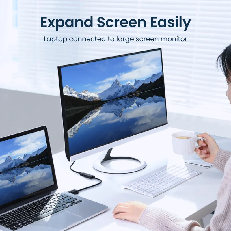 4K DisplayPort to HDMI Adapter - 1080P DisplayPort Cable Converter for PC, Laptop, and Projector