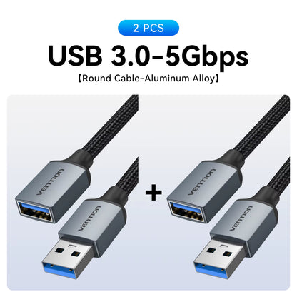 Vention USB 3.0 Male to Female Extension Cable - Data Transfer Cord for Smart TVs, PCs, and SSDs