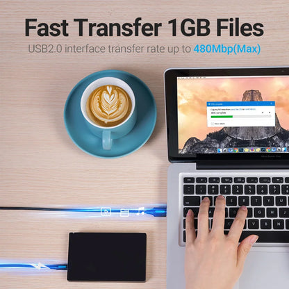 Mini USB 2.0 Fast Charging Data Cable for Digital Cameras, HDDs, MP3/MP4 Players, DVRs, and GPS Devices